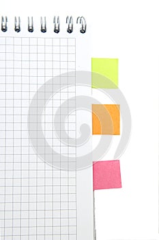 Notebook with sticky bookmarks