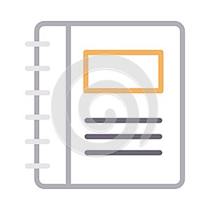 Notebook thin line color vector icon