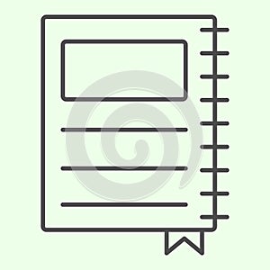 Notebook thin line icon. School writing pad with ring spiral binder outline style pictogram on white background