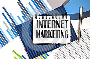 Notebook with Tools and Notes about INTERNET Marketing,concept