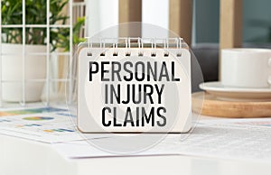 Notebook with Tools and Notes with text Personal injury claims