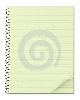 Notebook with typical yellow recycled paper