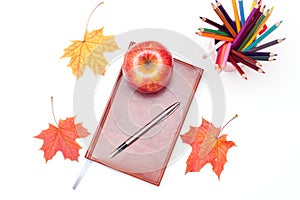 Notebook on the white