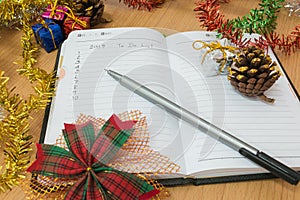 Notebook on a wooden table