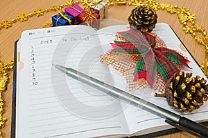 Notebook on a wooden table