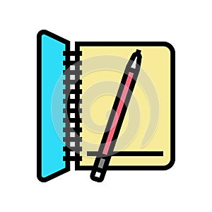 notebook for writing tasks color icon vector illustration