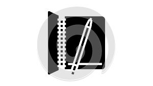 notebook for writing tasks glyph icon animation