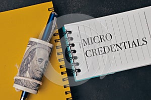Notebook written with text MICRO CREDENTIALS