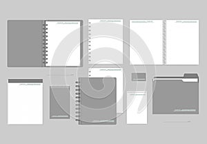 Notebooks, paper, folder, business card - corporate identity mockup set