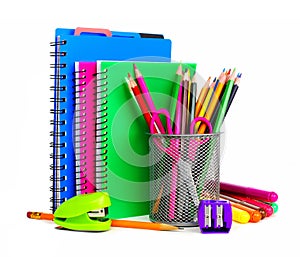 Notebooks and school supplies photo