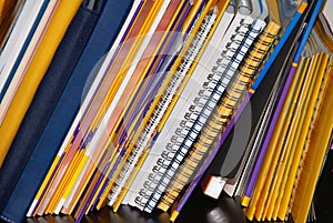 Notebooks on shelf photo