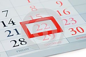 Noted date on a calendar