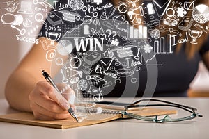 Notepad with business sketch