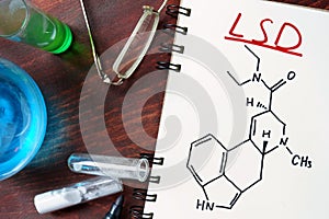 Notepad with chemical formula of LSD photo