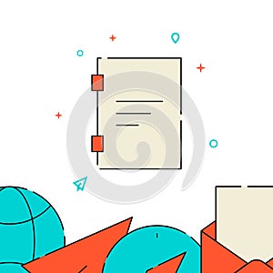 Notepad, diary filled line icon, simple vector illustration