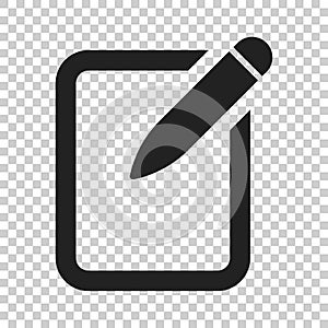 Notepad edit document with pencil icon. Vector illustration on i