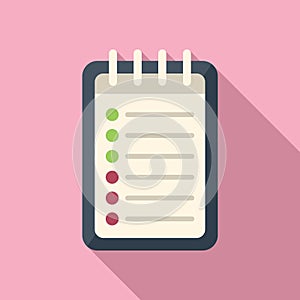 Notepad icon flat vector. Person time