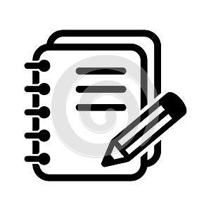 Notepad icon, Notepad with pencil icon, note book icon.