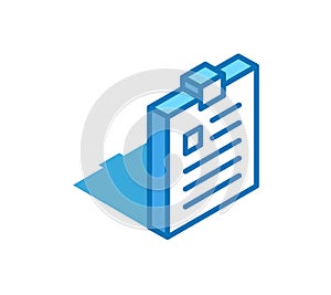 Notepad isometric icon. Tablet, exercise book, notebook 3D line symbol.