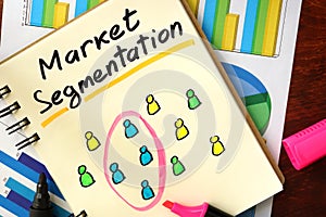 Notepad with market segmentation.