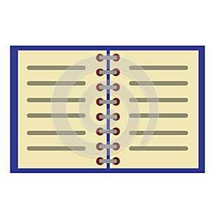 Notepad. Open notebook for writing. School book or textbook for studying.