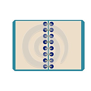 Notepad. Open notebook for writing. School book or textbook for studying.