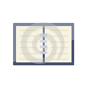 Notepad. Open notebook for writing. School book or textbook for studying.