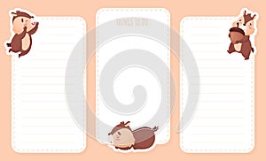 Notepad Page with Cute Chipmunk Character Vector Template