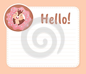 Notepad Page with Cute Chipmunk Character Vector Template