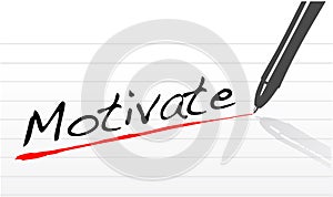 Notepad paper with the word motivate written