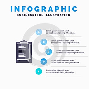 Notepad, Report Card, Result, Presentation Solid Icon Infographics 5 Steps Presentation Background