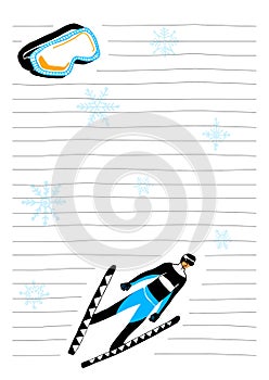 notepad sheet in a6, lines, elements winter sport photo