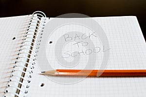 A notepad with squares and a pencil. Written on the sheet, the p
