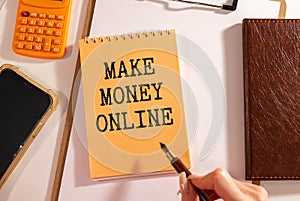 Notepad with the text Make Money Online
