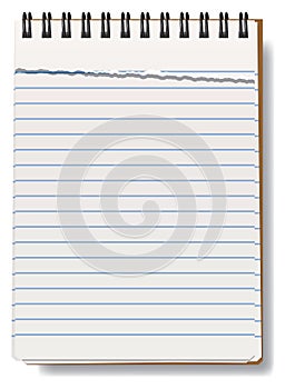 Notepad with torn sheet