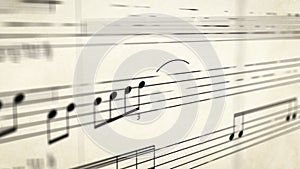 Notes gradually appear on sheet of music.