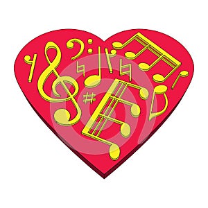 Heart made of notes. Vector illustration