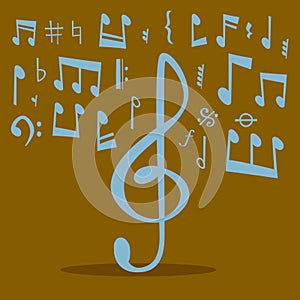 Notes music melody colorfull musician symbols sound melody text writting audio symphony vector illustration