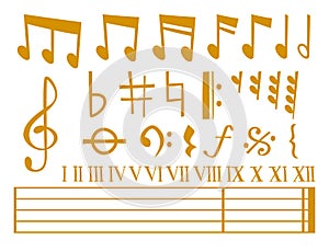 Notes music vector melody colorfull musician symbols sound notes melody text writting audio musician symphony