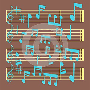 Notes music vector melody colorfull musician symbols sound notes melody text writting audio musician symphony
