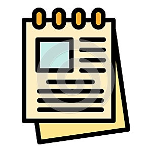 Notes in notepad icon color outline vector