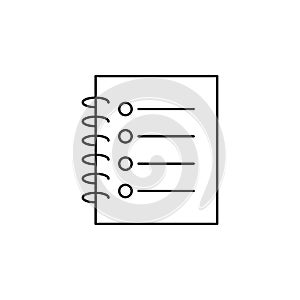 Notes, Notepad, Notebook, Memo, Diary, Paper Thin Line Icon Vector Illustration Logo Template. Suitable For Many Purposes.