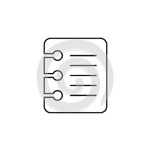 Notes, Notepad, Notebook, Memo, Diary, Paper Thin Line Icon Vector Illustration Logo Template. Suitable For Many Purposes.