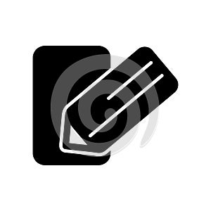 Notes and pan vector icon. Black and white note illustration. Solid linear business icon.