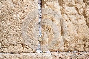 Notes put into a  Wailing Wall in Jerusalem,Israel