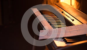 The notes stand on the piano, close-up, beautiful background col photo