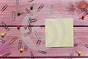 Notes, sticker, paper clips