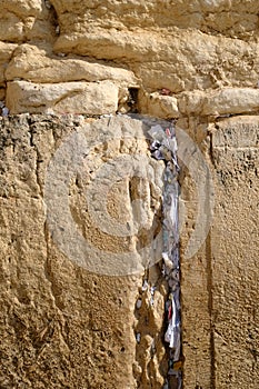 Notes in the wailing wall, Jerusalem.