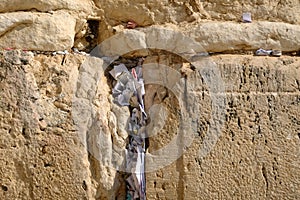 Notes in the wailing wall, Jerusalem.