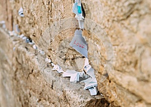 Notes on the wailing Western wall in Jerusalem Israel